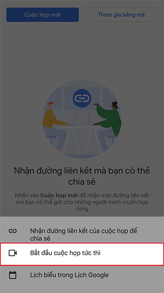 tạo cuộc họp google meet