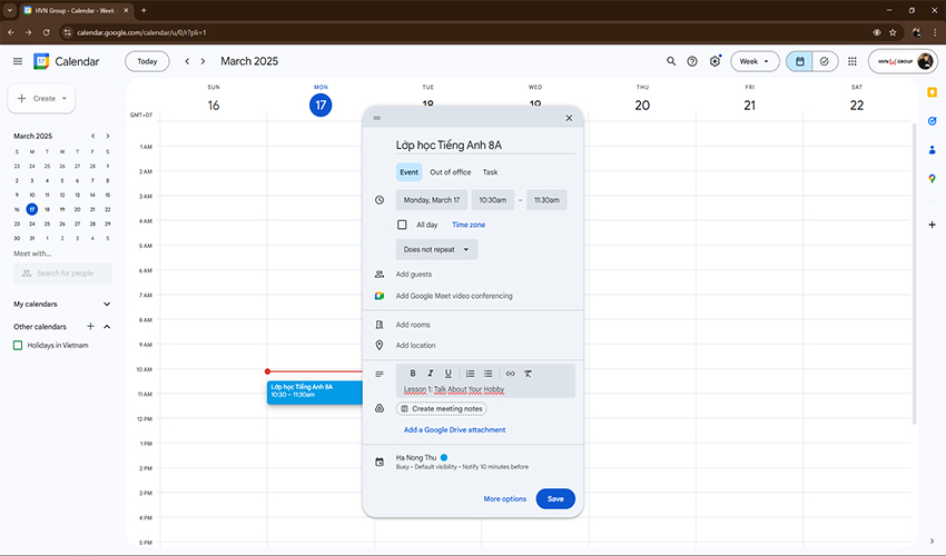 tạo cuộc họp google meet